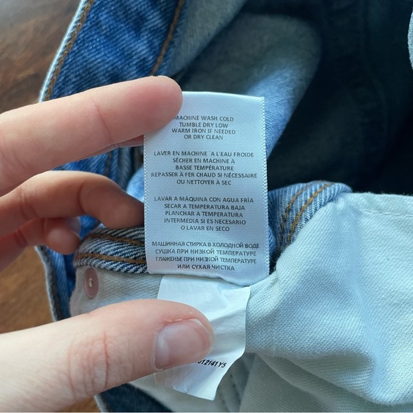 Re/Done Loose Straight Leg Destroyed Medium Blue Jean Distressed Denim Size 27 - Picture 10 of 12